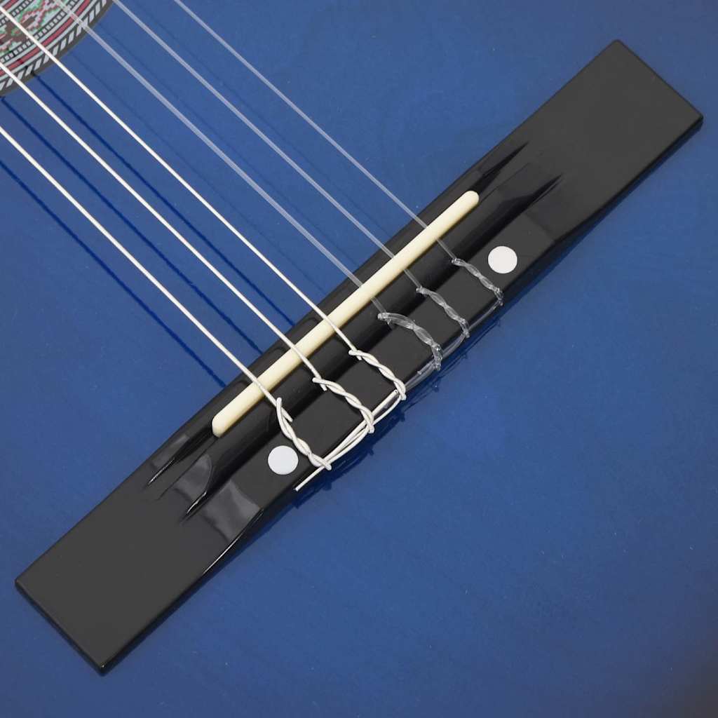 12 részes kék 6 húros klasszikus Western gitár szett 38" 9