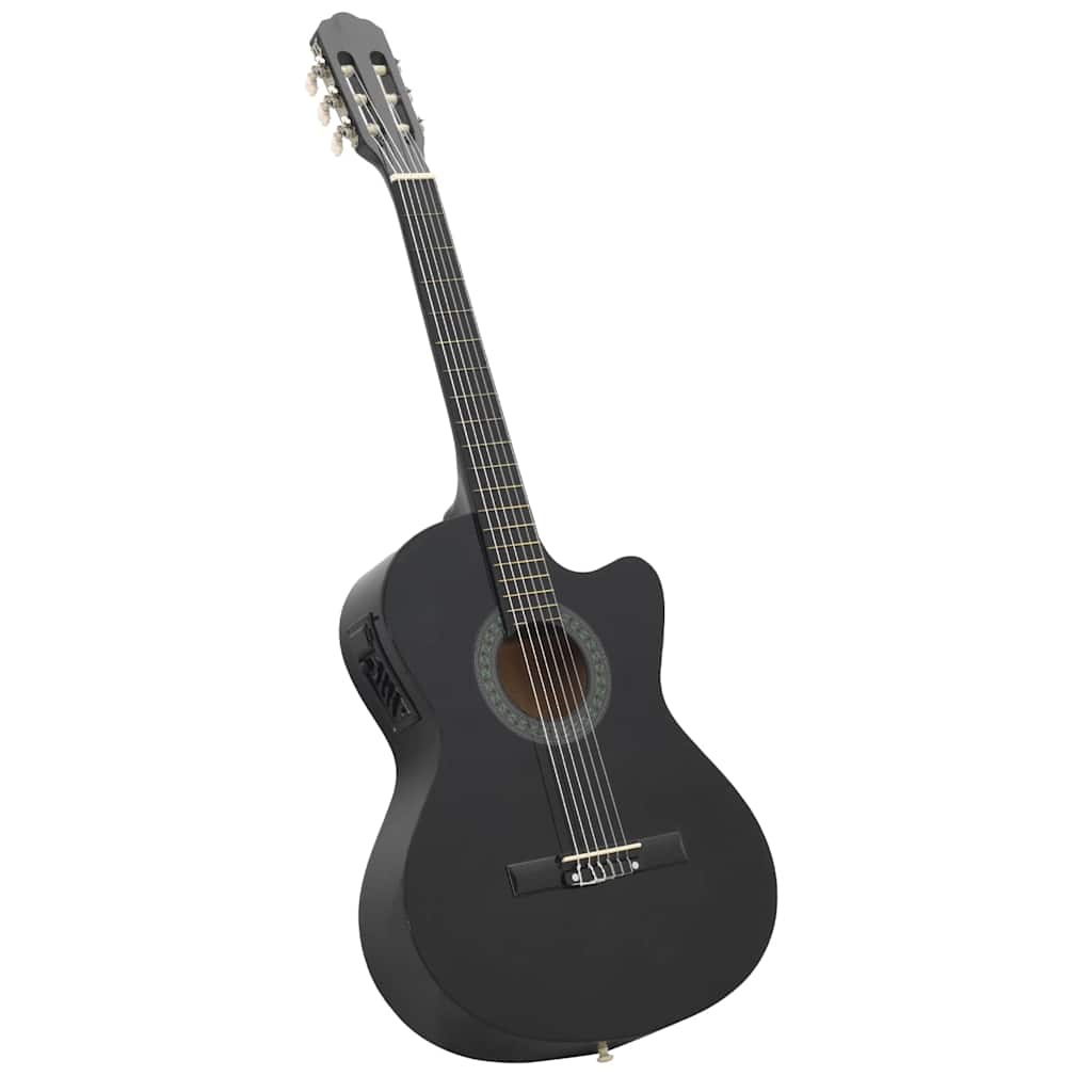 Fekete 6 húros klasszikus western cutaway gitár ekvalizerrel 2