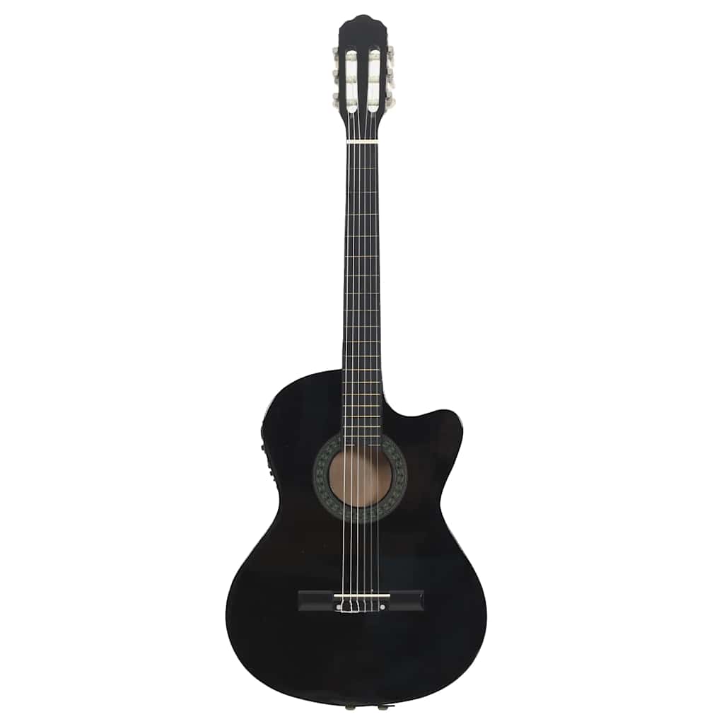 Fekete 6 húros klasszikus western cutaway gitár ekvalizerrel 3