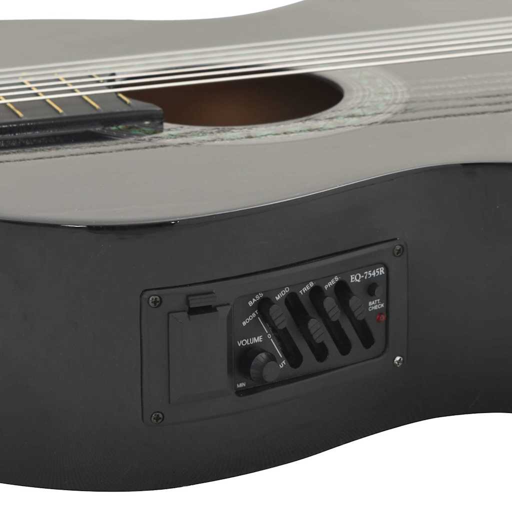 Fekete 6 húros klasszikus western cutaway gitár ekvalizerrel 9