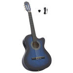 Kék 6 húros klasszikus western cutaway gitár ekvalizerrel