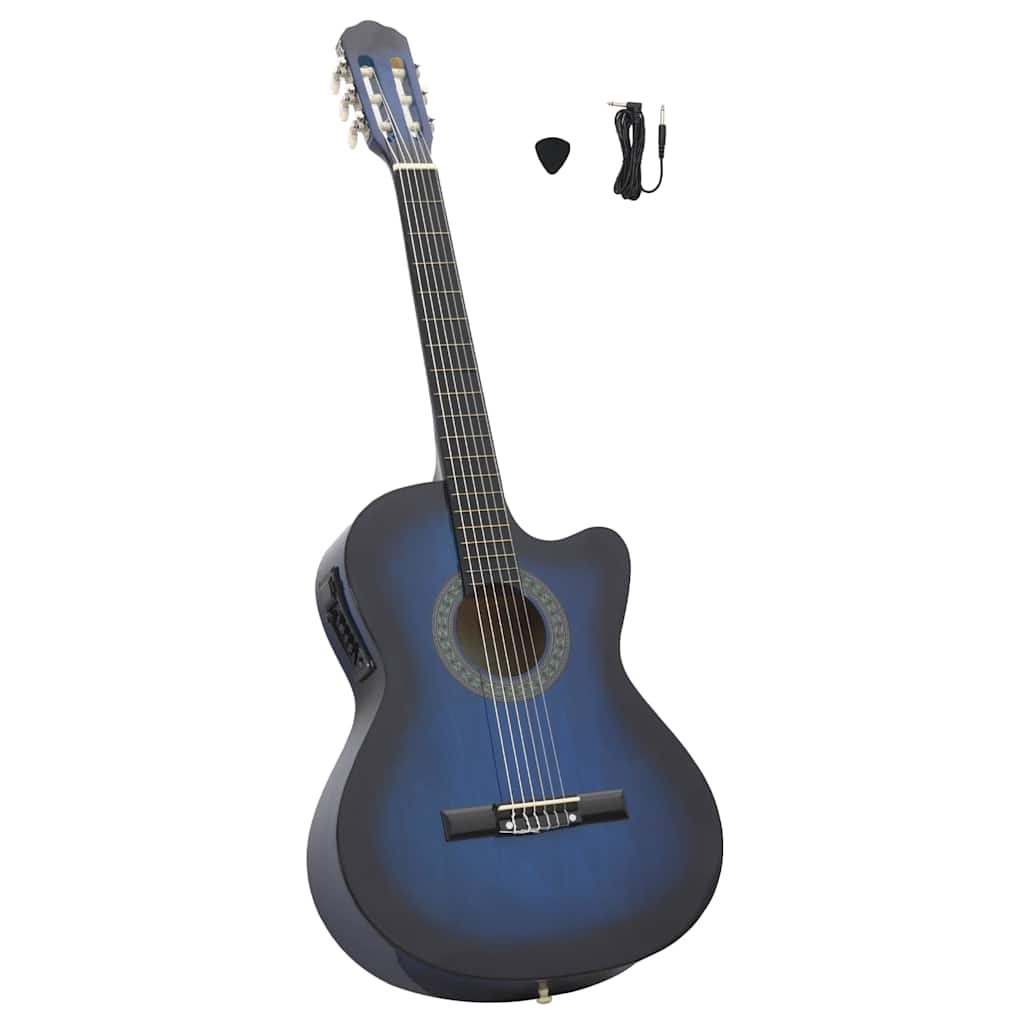 Kék 6 húros klasszikus western cutaway gitár ekvalizerrel