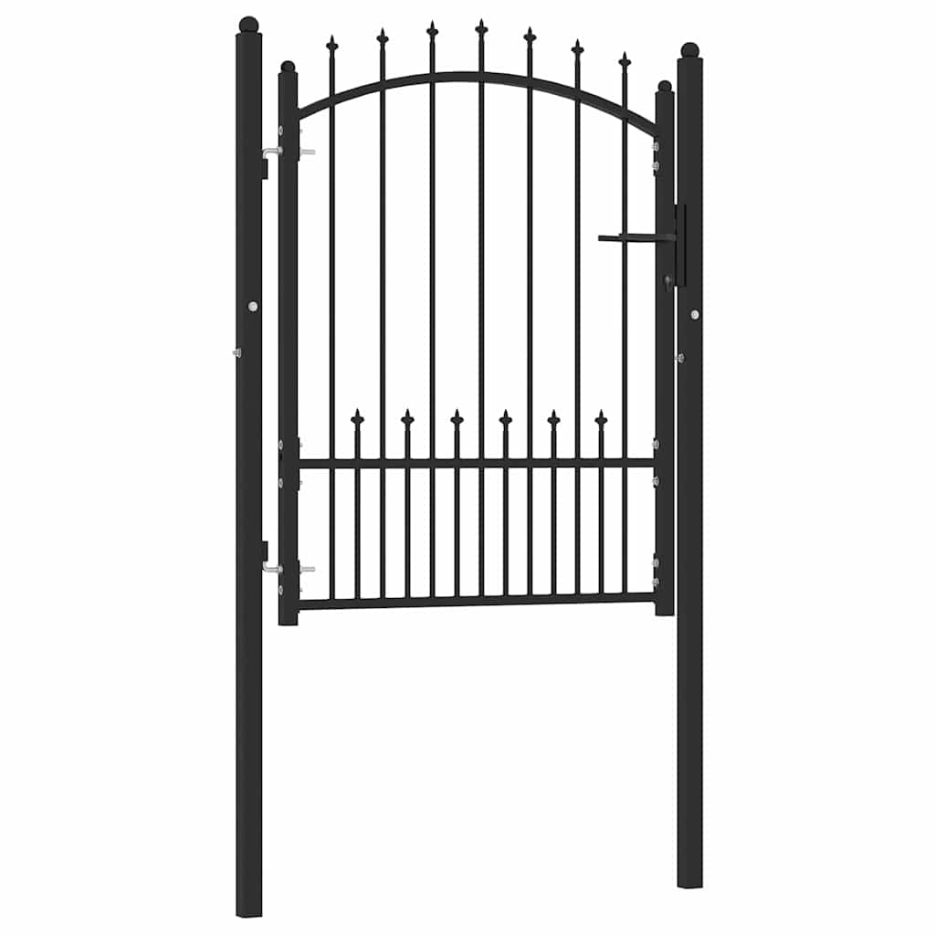 vidaXL Tüskés kerítési kapu EMMEN 100 x 125 cm Porszórt Acél Fekete (2)