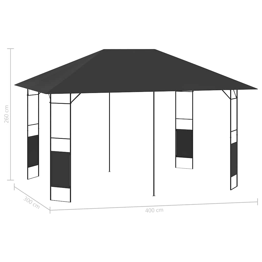 Antracitszürke kerti pavilon 4 x 3 m 160 g/m² 6