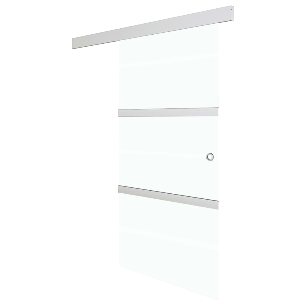 Ezüst ESG üveg és alumínium tolóajtó puha ütközőkkel 76x205 cm 2