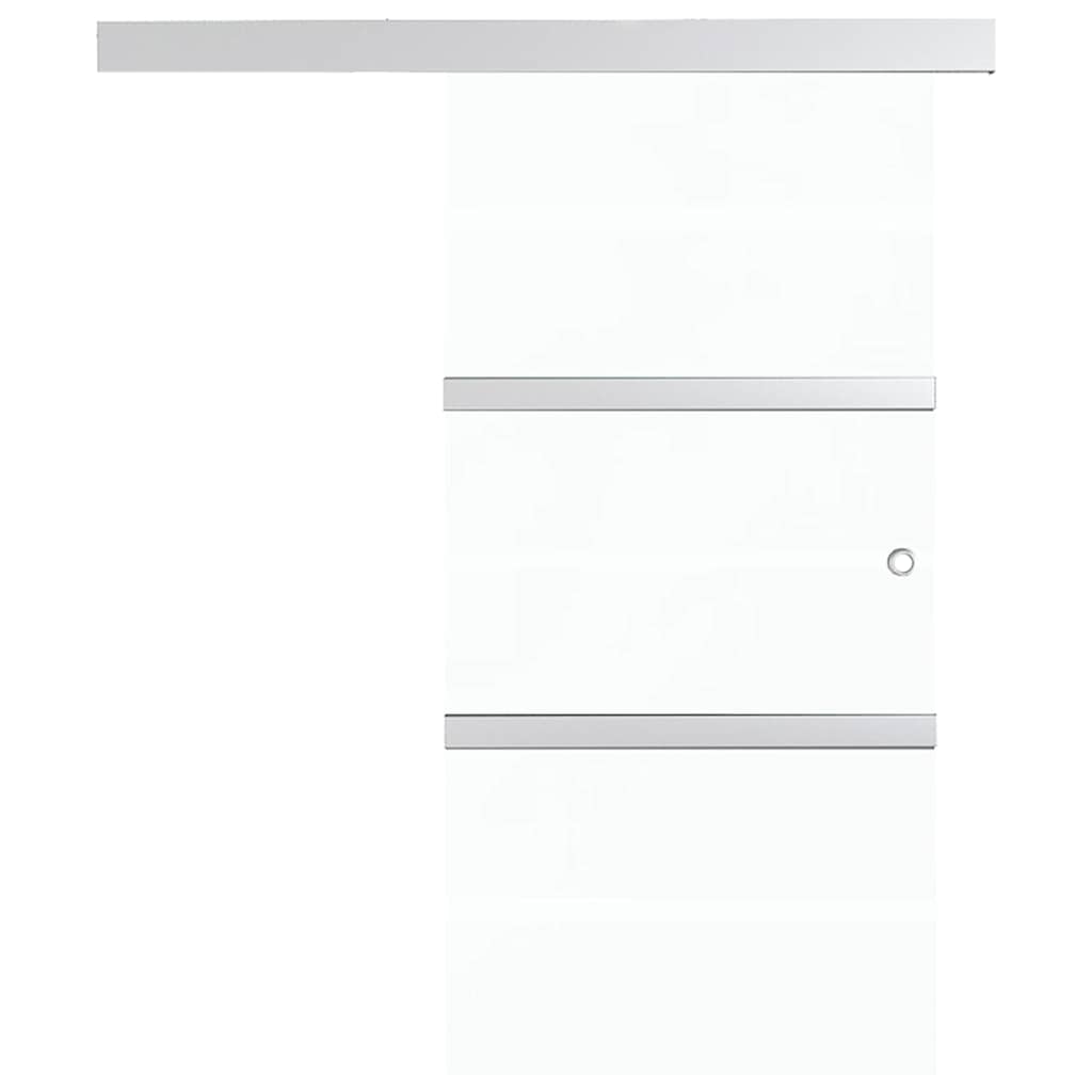 Ezüst ESG üveg és alumínium tolóajtó puha ütközőkkel 76x205 cm 4