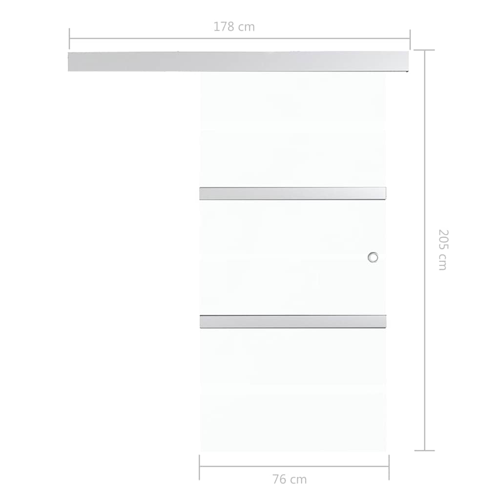 Ezüst ESG üveg és alumínium tolóajtó puha ütközőkkel 76x205 cm 8