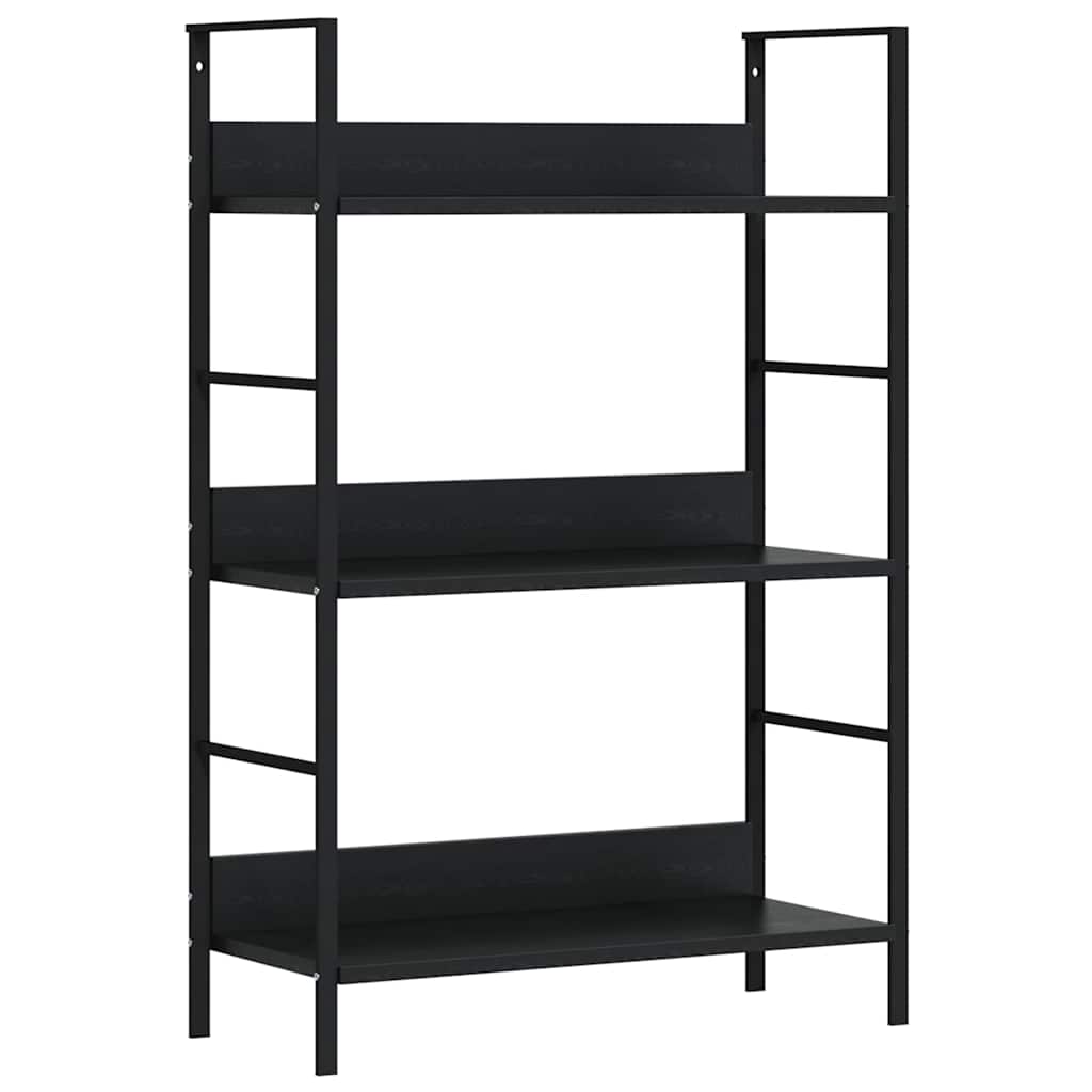 3 szintes fekete szerelt fa könyvespolc 60 x 27,6 x 90,5 cm 2