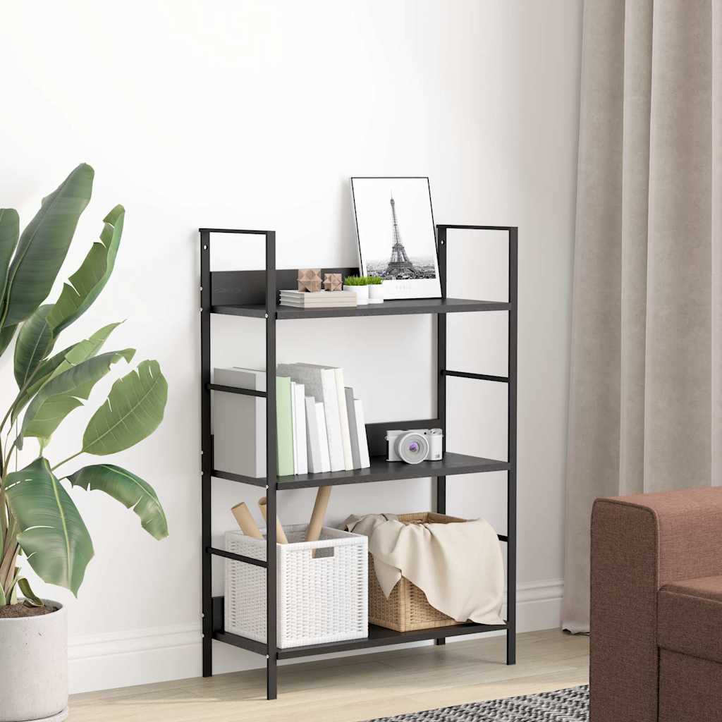 3 szintes fekete szerelt fa könyvespolc 60 x 27,6 x 90,5 cm 3