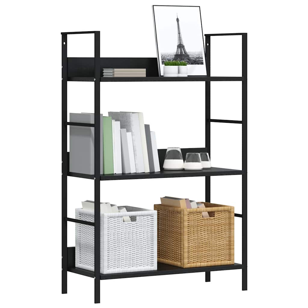 3 szintes fekete szerelt fa könyvespolc 60 x 27,6 x 90,5 cm 4