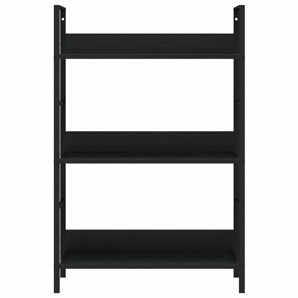 3 szintes fekete szerelt fa könyvespolc 60 x 27,6 x 90,5 cm 5