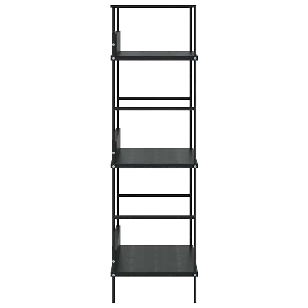 3 szintes fekete szerelt fa könyvespolc 60 x 27,6 x 90,5 cm 6