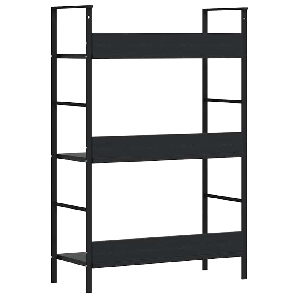3 szintes fekete szerelt fa könyvespolc 60 x 27,6 x 90,5 cm 7