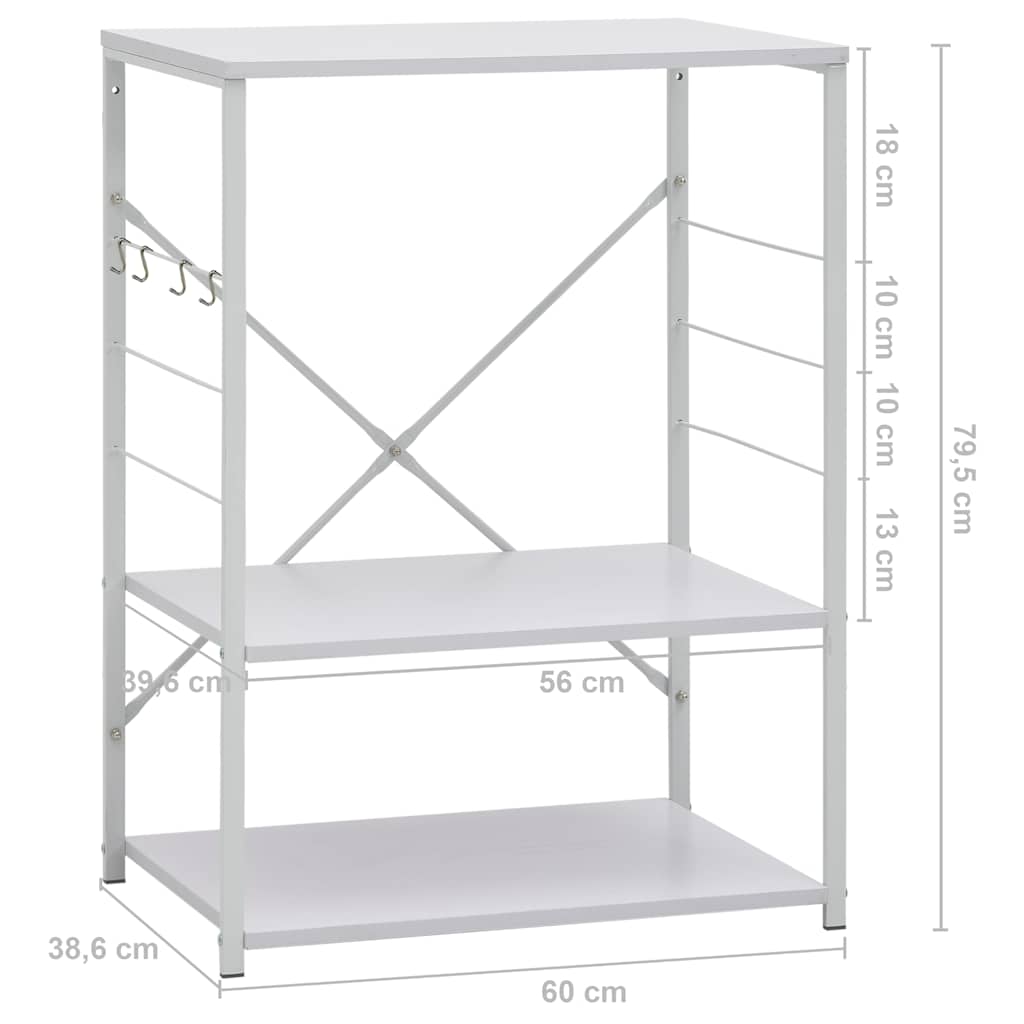 Fehér szerelt fa mikrohullámú szekrény 60 x 39,6 x 79,5 cm 8