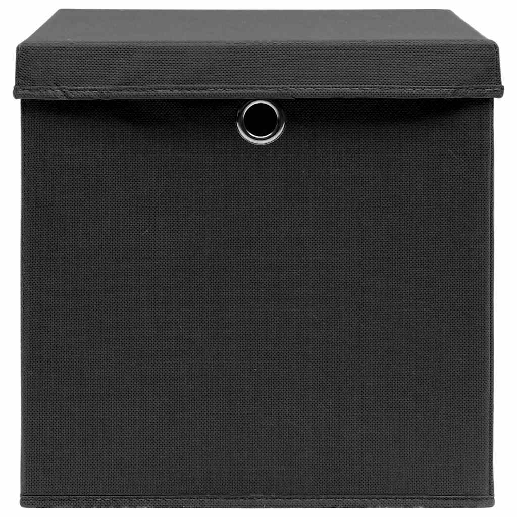 4 db fekete szövet tárolódoboz fedéllel 32 x 32 x 32 cm 3