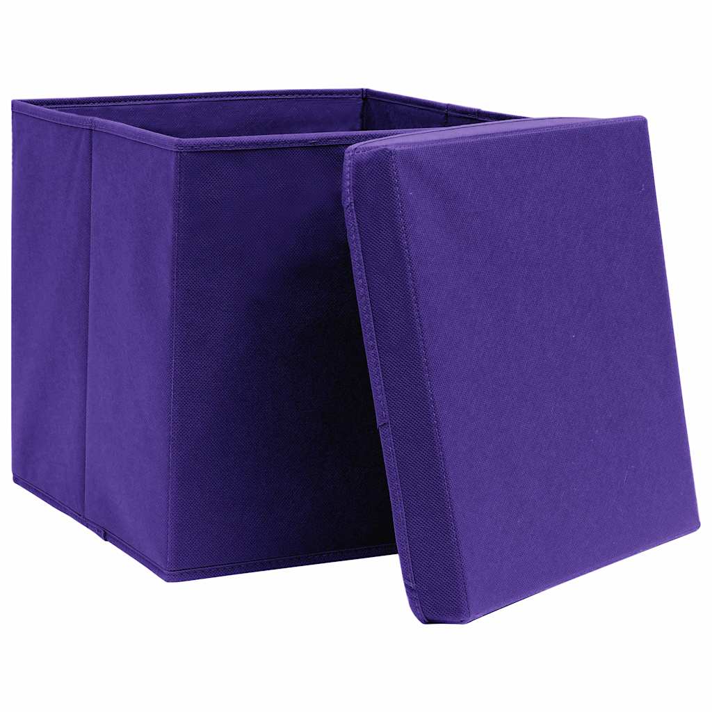 10 db lila szövet tárolódoboz fedéllel 32 x 32 x 32 cm 3