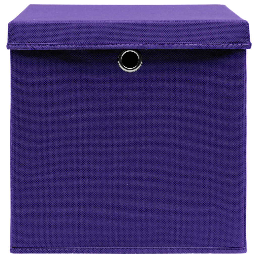 10 db lila szövet tárolódoboz fedéllel 32 x 32 x 32 cm 4