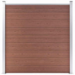 8 négyszögletes és 1 ferde barna WPC kerítéselem 1484 x 186 cm 2