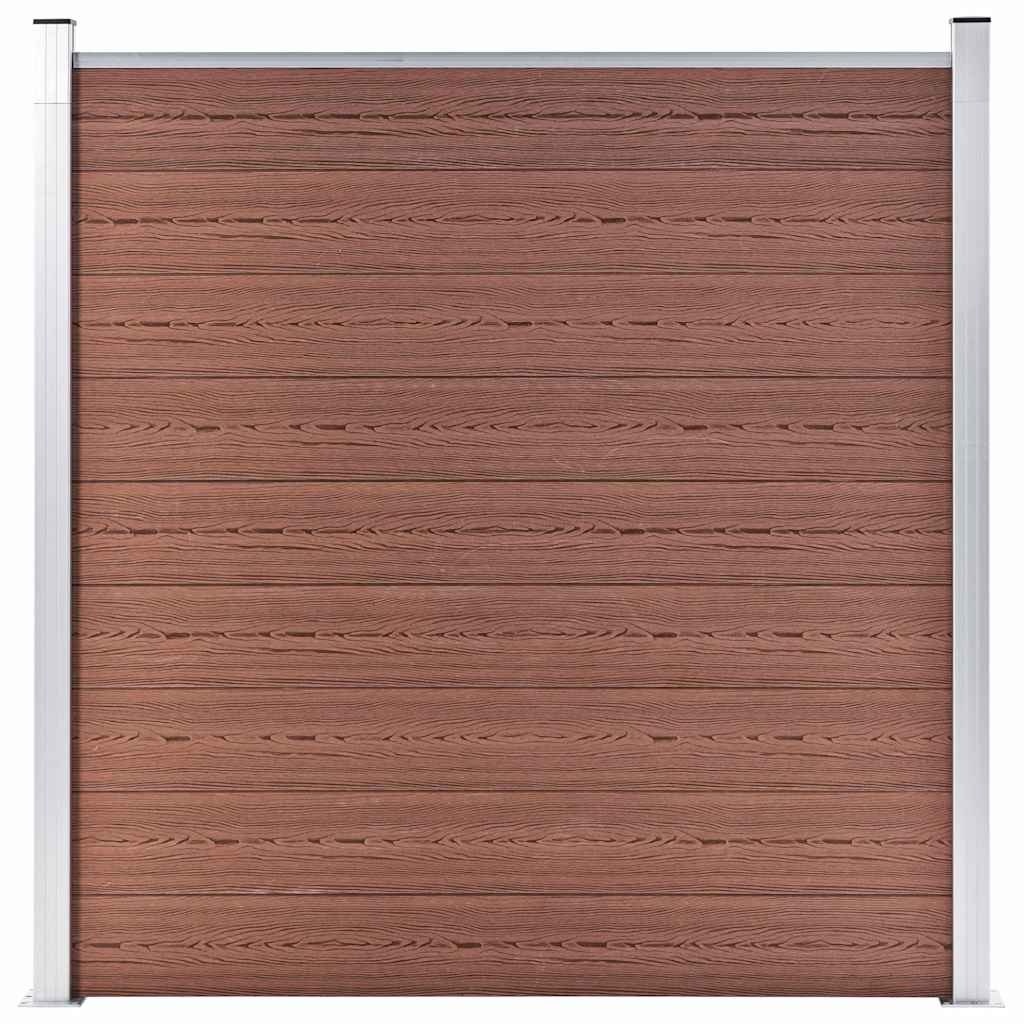 8 négyszögletes és 1 ferde barna WPC kerítéselem 1484 x 186 cm 2