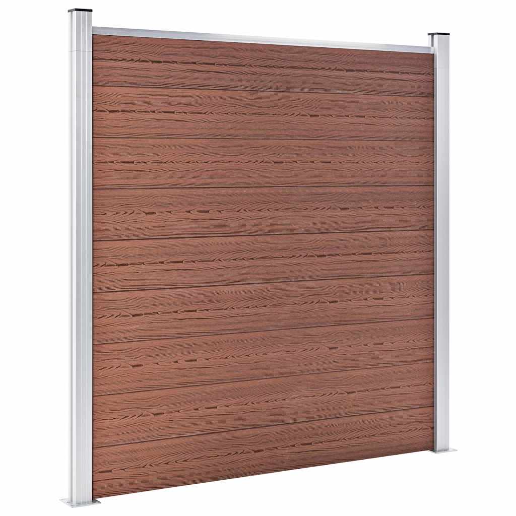 8 négyszögletes és 1 ferde barna WPC kerítéselem 1484 x 186 cm 3