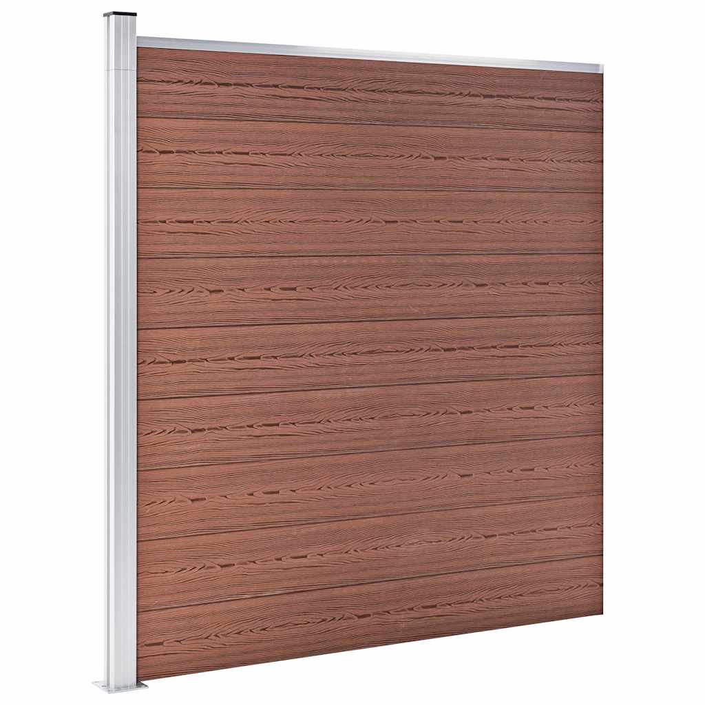 8 négyszögletes és 1 ferde barna WPC kerítéselem 1484 x 186 cm 6
