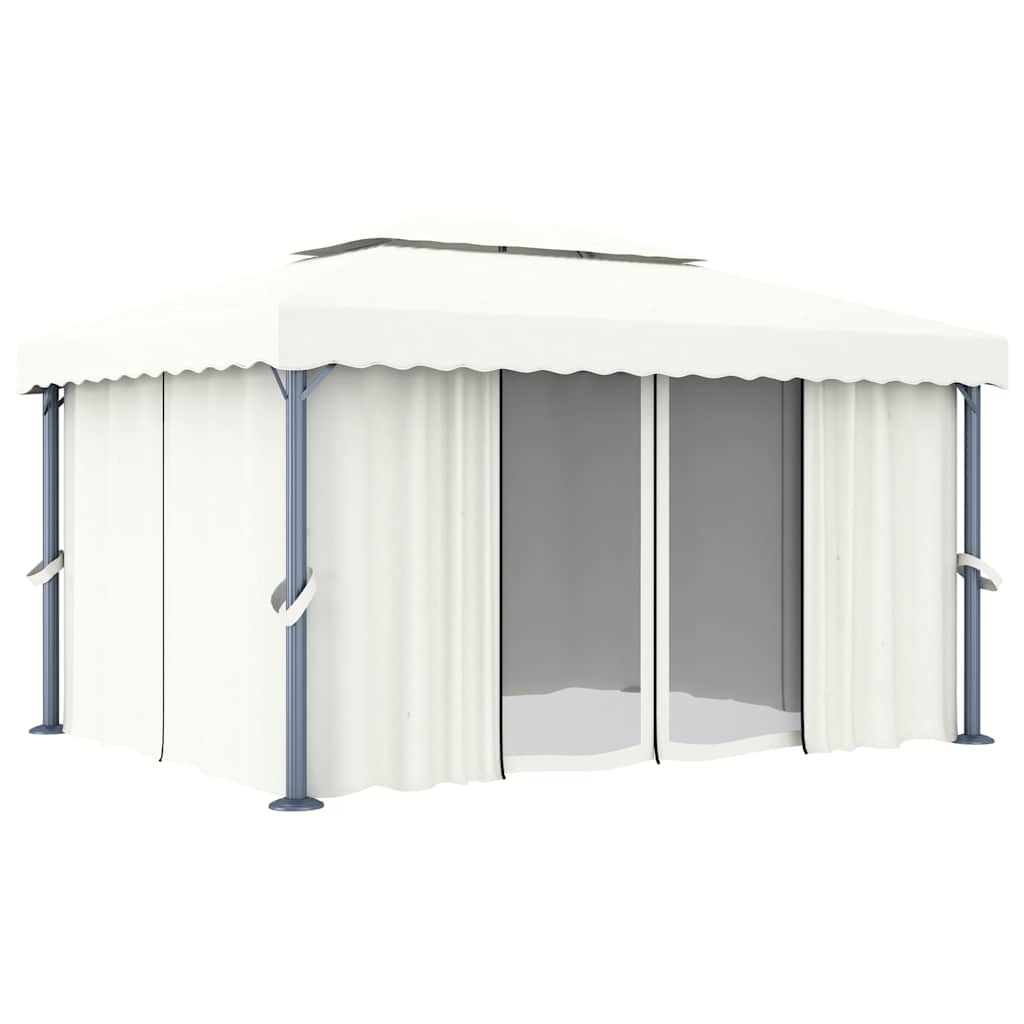 Krémfehér alumíniumpavilon függönnyel 4 x 3 m 2