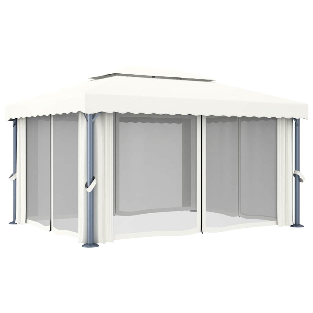 Krémfehér alumíniumpavilon függönnyel 4 x 3 m 4