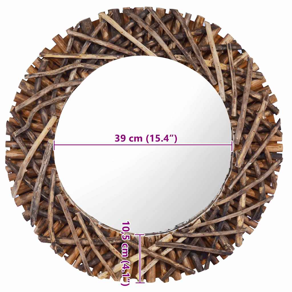 Kör alakú tíkfa falitükör 60 cm 6