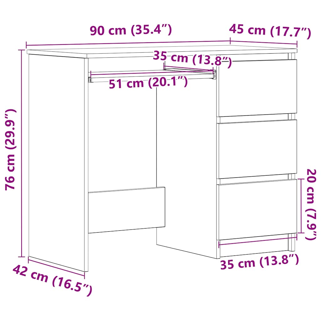 Betonszürke szerelt fa íróasztal 90 x 45 x 76 cm 12