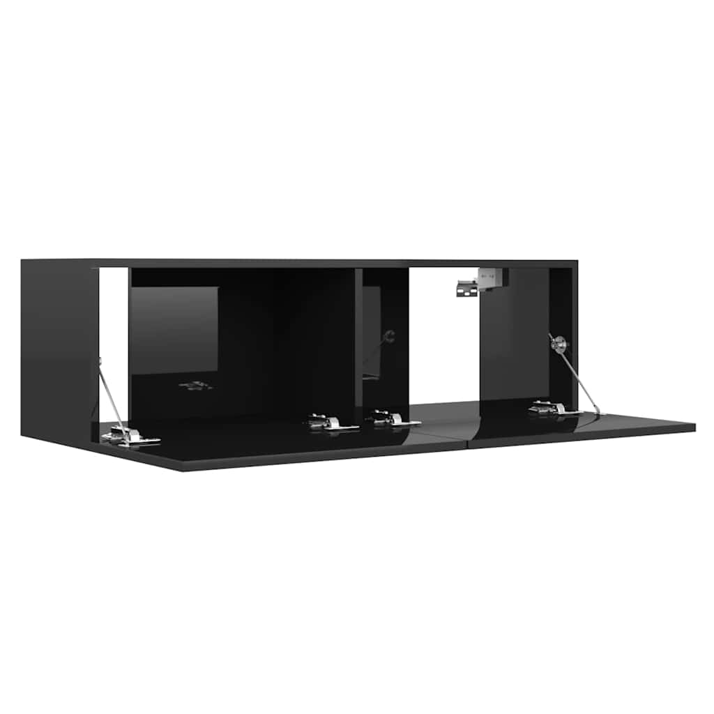 Magasfényű fekete szerelt fa TV-szekrény 100 x 30 x 30 cm 5