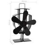 Fekete hővel meghajtott ötlapátos kandalló ventilátor 8
