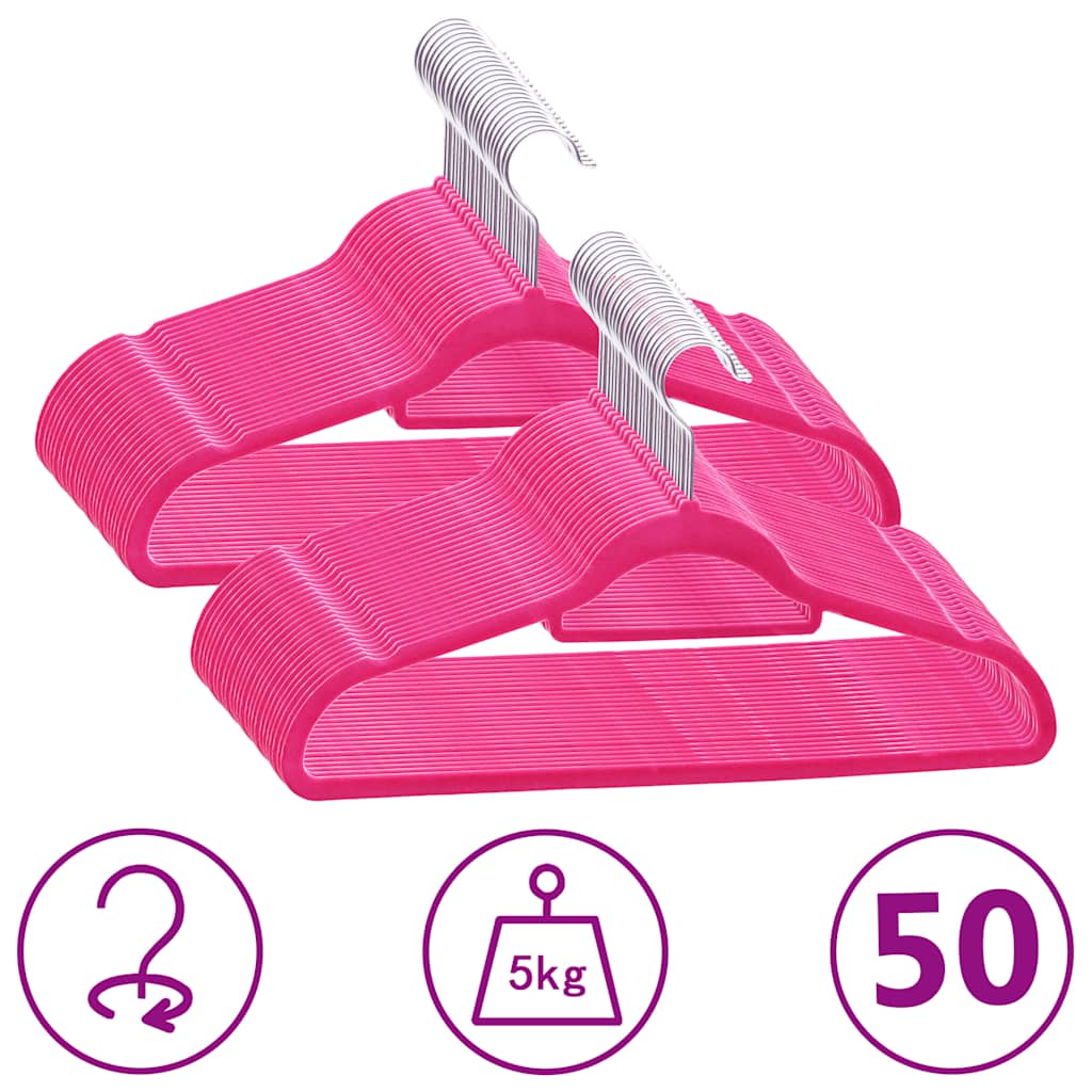 50 db rózsaszín csúszásmentes bársony ruhaakasztó
