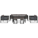 8 részes antracitszürke kerti polyrattan ülőgarnitúra párnákkal 2