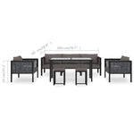 8 részes antracitszürke kerti polyrattan ülőgarnitúra párnákkal 12