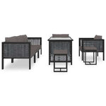 8 részes antracitszürke kerti polyrattan ülőgarnitúra párnákkal 3