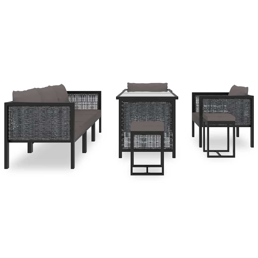 8 részes antracitszürke kerti polyrattan ülőgarnitúra párnákkal 3