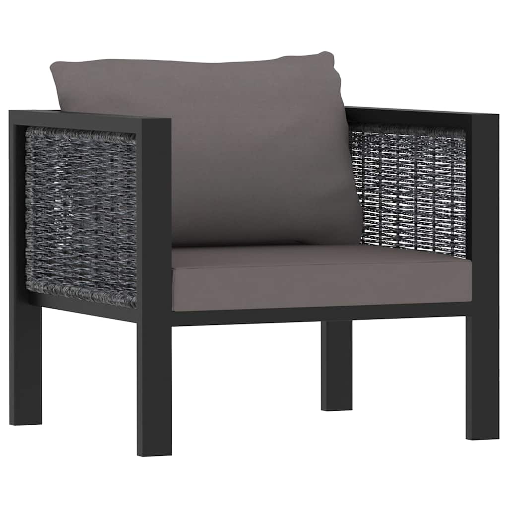 8 részes antracitszürke kerti polyrattan ülőgarnitúra párnákkal 6