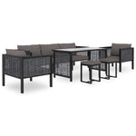 Antracitszürke polyrattan sarokkanapé-elem jobb oldali karfával 11
