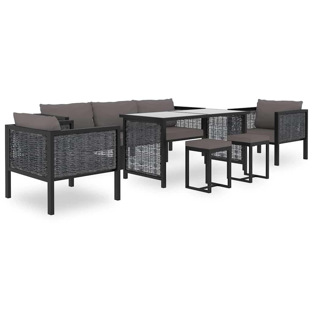 Antracitszürke polyrattan sarokkanapé-elem jobb oldali karfával 11