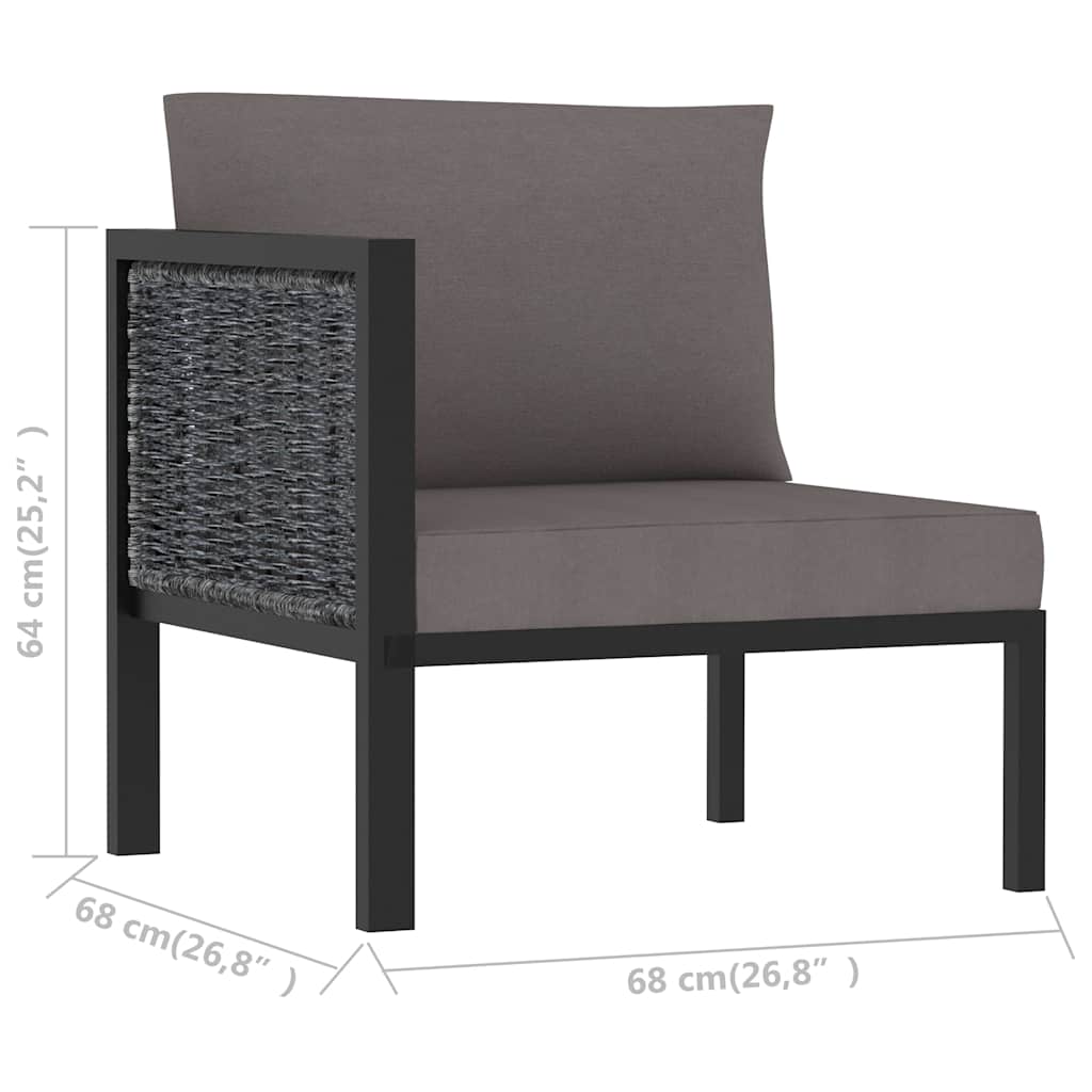 Antracitszürke polyrattan sarokkanapé-elem jobb oldali karfával 6