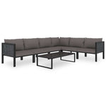 Antracitszürke polyrattan sarokkanapé-elem jobb oldali karfával 7