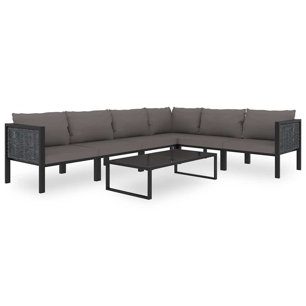 Antracitszürke polyrattan sarokkanapé-elem jobb oldali karfával 7