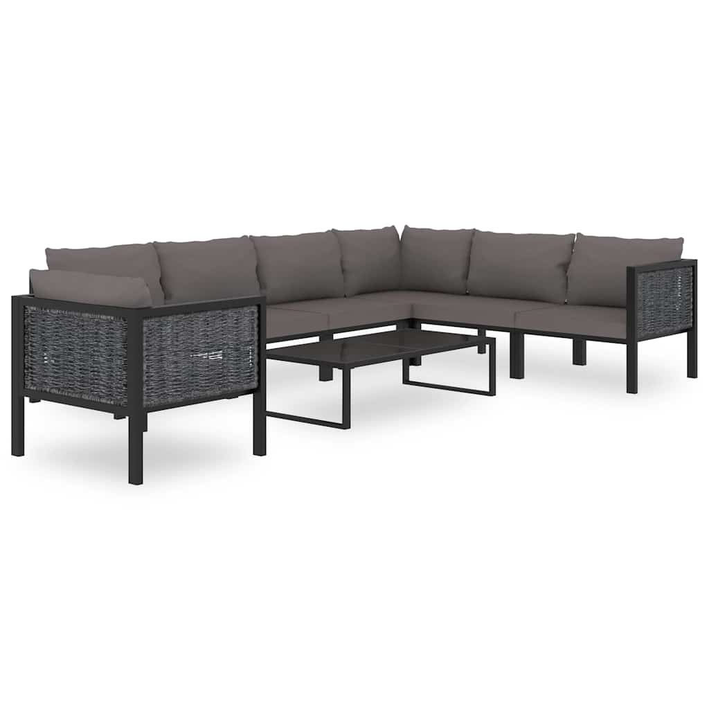 Antracitszürke polyrattan sarokkanapé-elem jobb oldali karfával 8