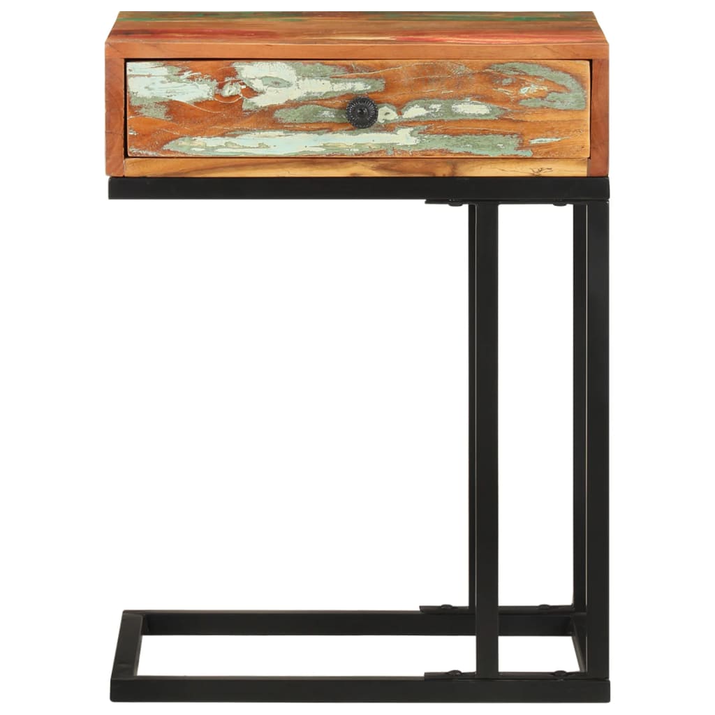 U-alakú tömör újrahasznosított fa kisasztal 45 x 30 x 61 cm 3