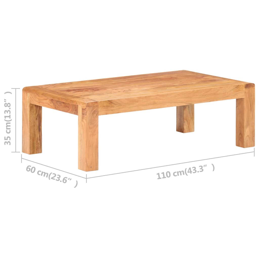 Tömör akácfa dohányzóasztal mézszínű felülettel 110x60x35 cm 6