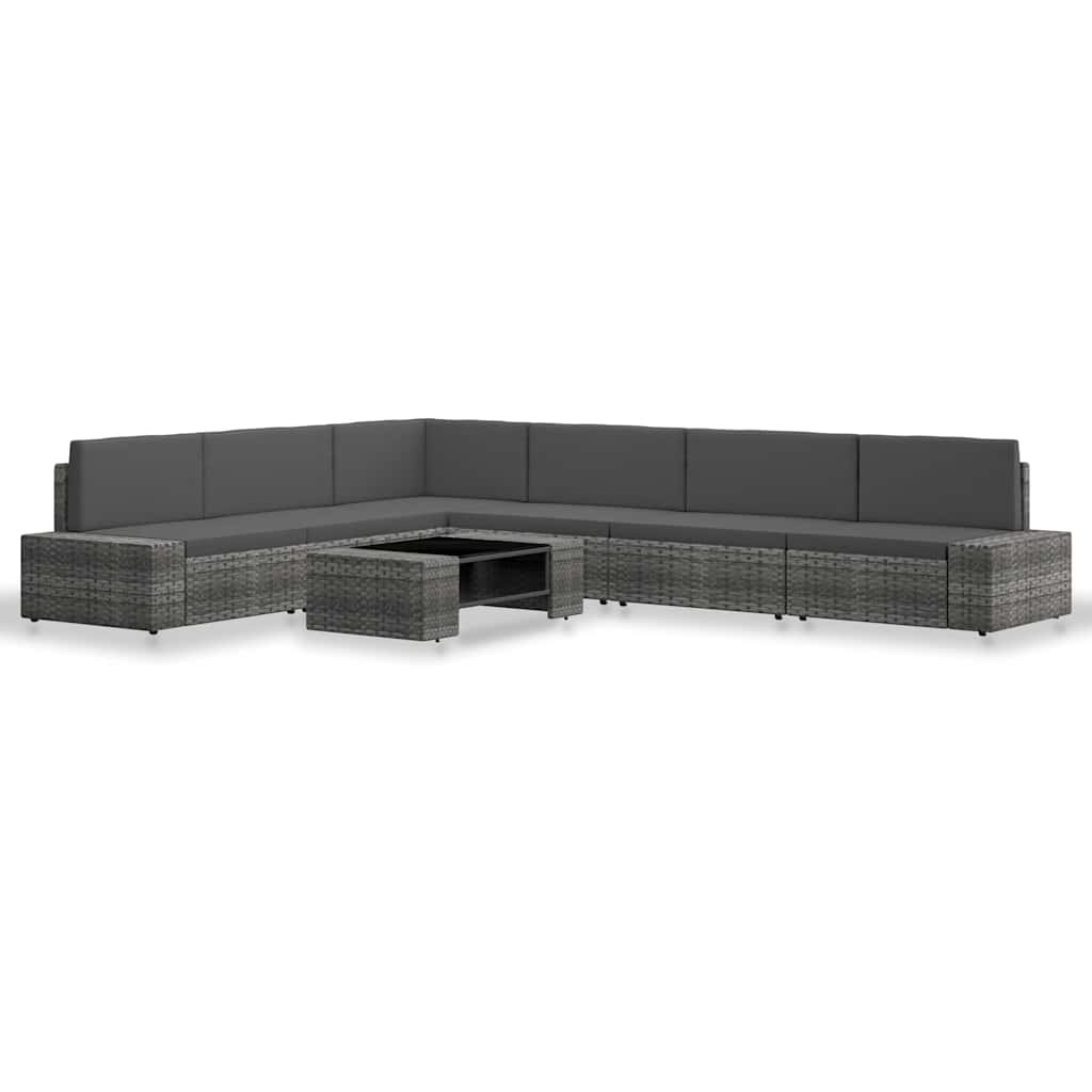 7 részes szürke polyrattan kerti ülőgarnitúra 2