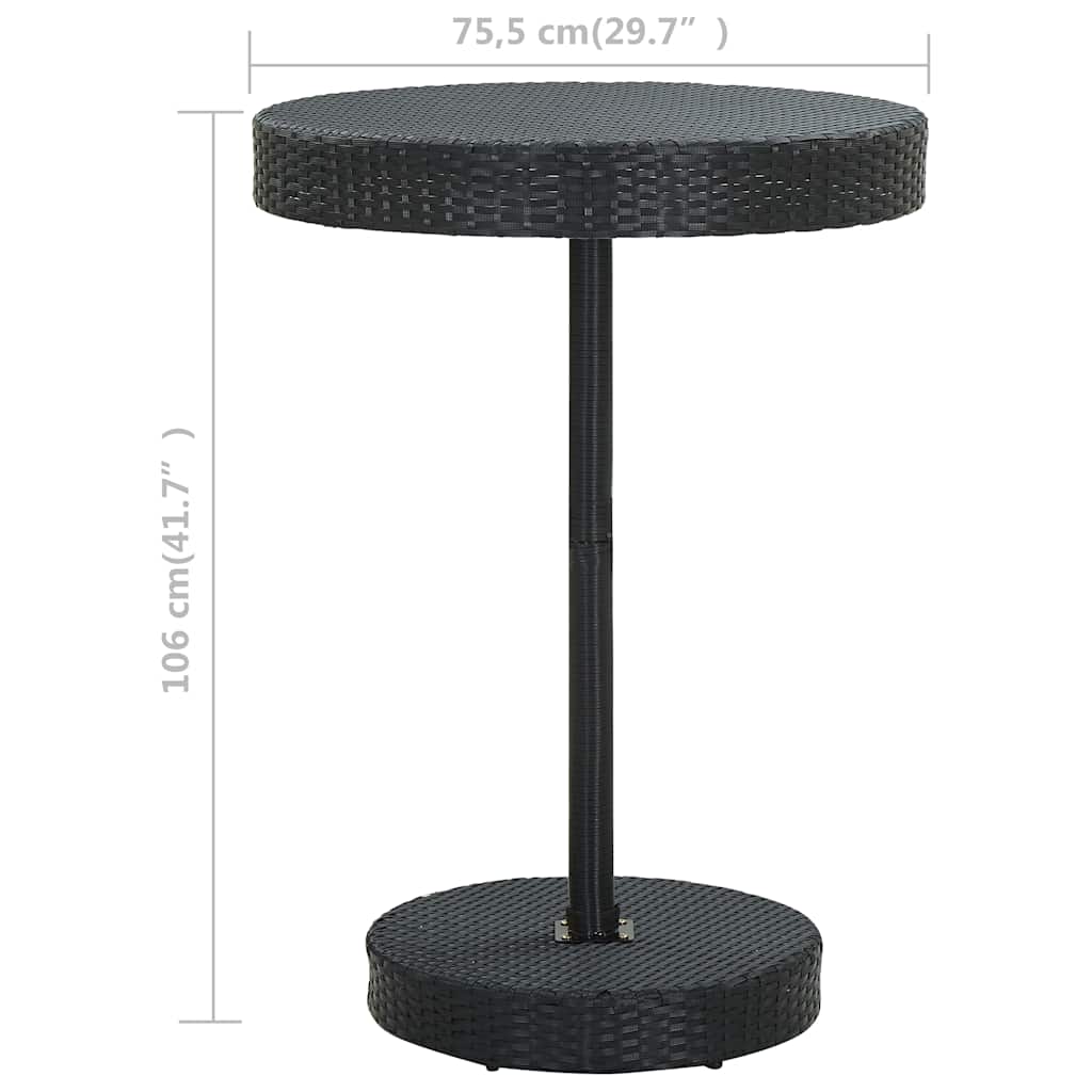 Fekete polyrattan kerti asztal 75,5 x 106 cm 4