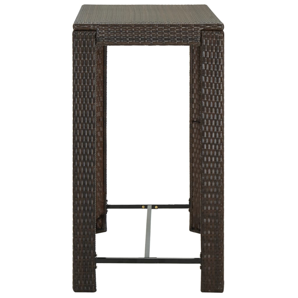 Barna polyrattan kerti bárasztal 100 x 60,5 x 110,5 cm 3
