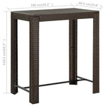 Barna polyrattan kerti bárasztal 100 x 60,5 x 110,5 cm 6