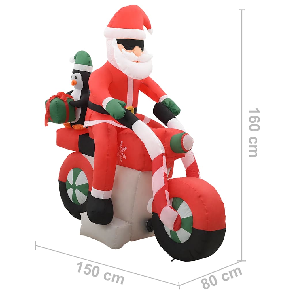 Felfújható karácsonyi Mikulás motorbiciklin LED-del IP44 160 cm 9